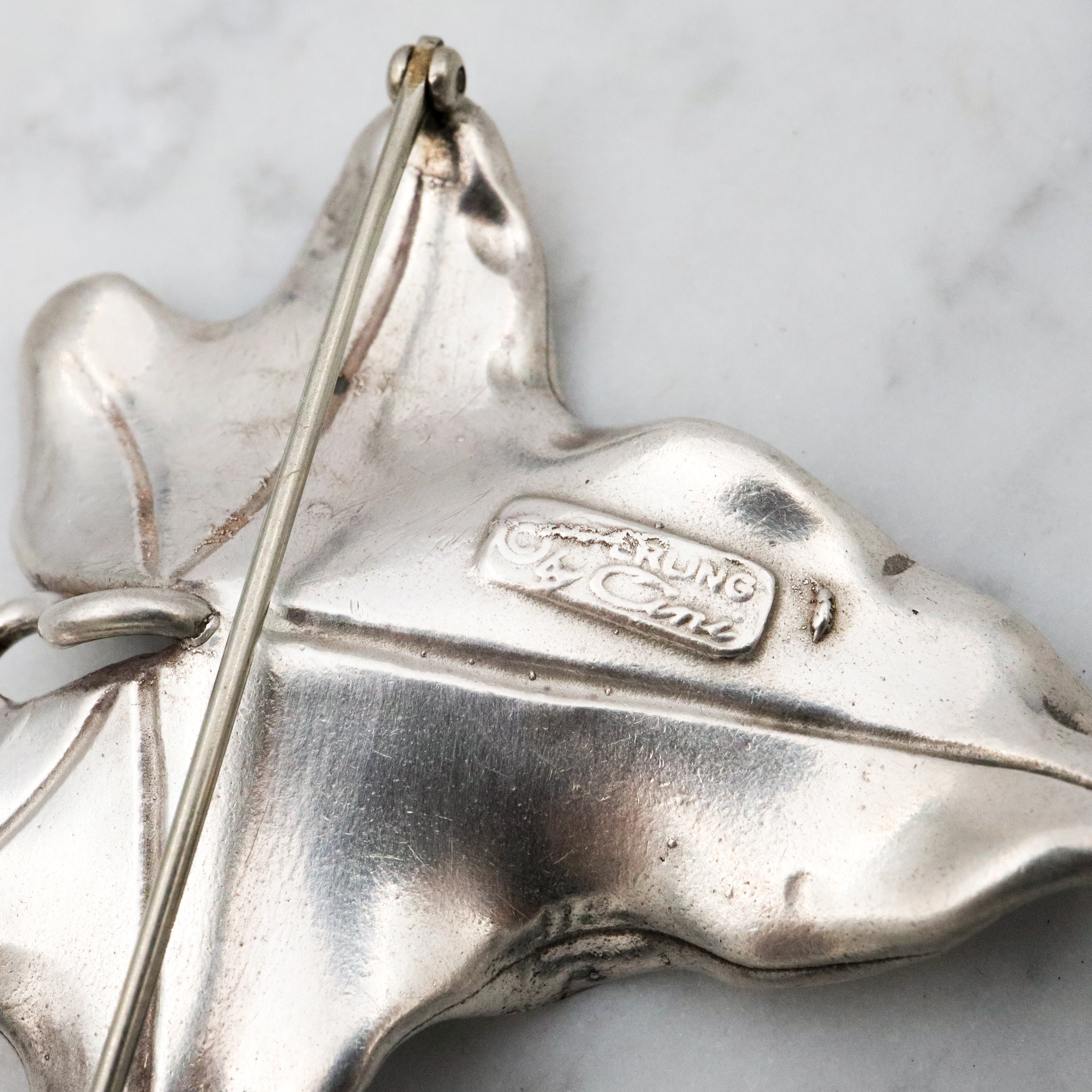 Large vintage Cini sterling ivy leaf brooch